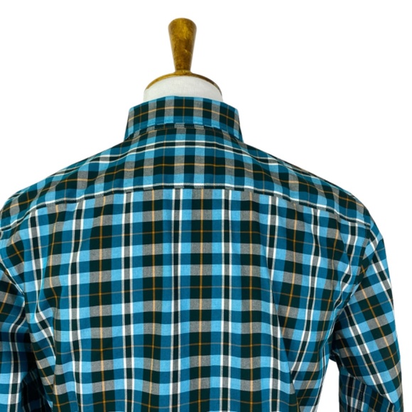 Lands End No Iron Supima Button Down Shirt Sz. 6 Plaid Teal Orange Black - Picture 8 of 11